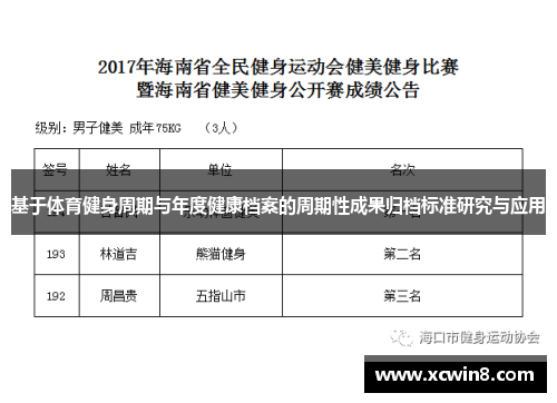 基于体育健身周期与年度健康档案的周期性成果归档标准研究与应用